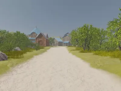 Fantasy Village On A Hill 3D model