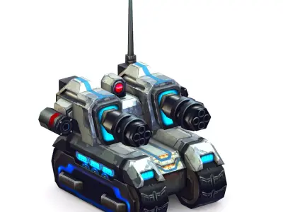 Low Poly 3d Model Tank Drone Vehicle Low-poly 3D model