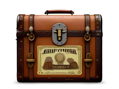 Vintage Leather Travel Trunk Low-poly 3D model