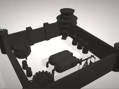 Sci-fi Base Low-poly 3D model