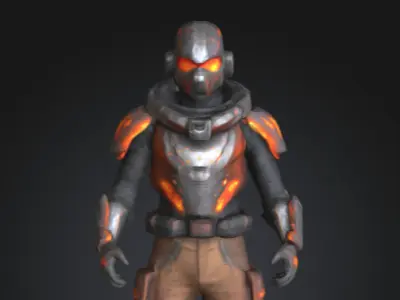 Emberclad Fire Soldier in Heat Resistant Iron Mask Low-poly 3D model