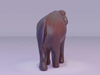 Elephant wood handmade sculpture 01 Low-poly 3D model