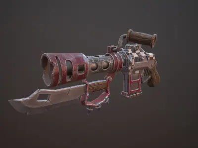 Old damaged Ork gun Low-poly 3D model