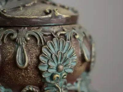 Antique Ornamental Jewelry Box with Crystal Lid 3D model