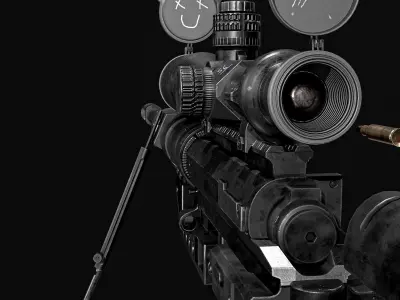 Cheytac M200 Sniper Rifle Low-poly 3D model