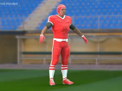 Uniform Black Man Football Player with Rugby Helmet Headguard A-Pose 3D model
