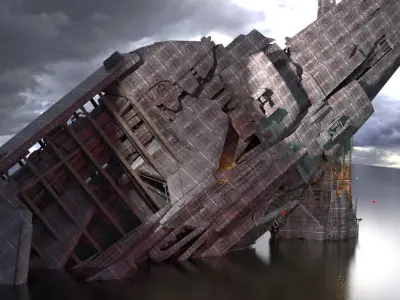 Elite Tower Ruins Submerged  3D model