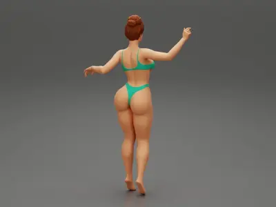 Woman Summer Fashion With Hot Body In bun hairstyles 3D print model