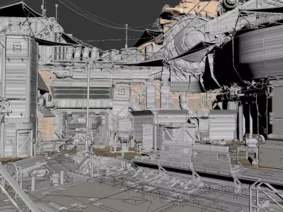 Sci Fi wasteland base 3D model