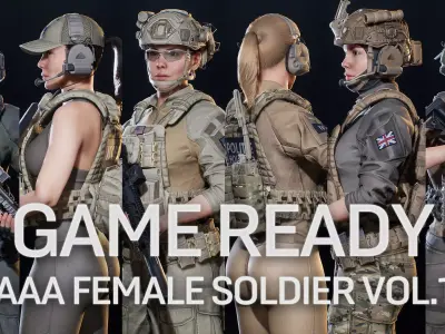 AAA MODULAR FEMALE SOLDIER Vol1 Low-poly 3D model
