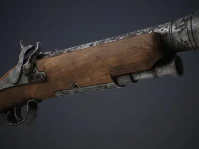 Revolver Pirate Low-poly 3D model