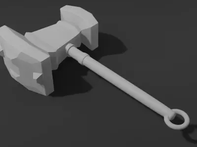 Fantasy hammer in minimalistic style 2 Free low-poly 3D model
