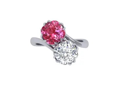 Solitair 2 Stone Ring 3D print model order