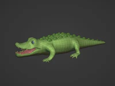 Cartoon Crocodile Low-poly 3D model
