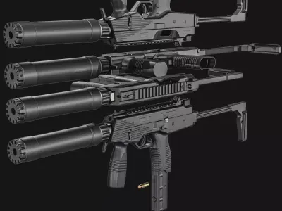 Thomet MP9 SubMachine Gun Low-poly 3D model