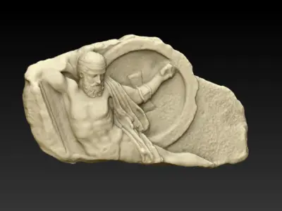 Relief of Fallen Warrior 3D print model
