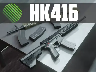 HK416 low poly ar - rifle Low-poly 3D model
