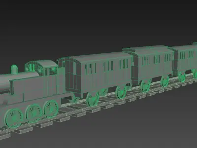 Cartoon Train And Toys Low-poly 3D model