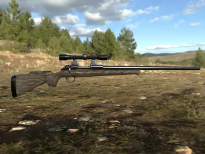 Sniper gun with barrel Low-poly 3D model