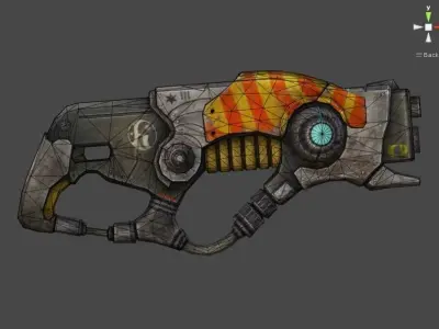 sci fi blaster gun 3d low poly model Low-poly 3D model