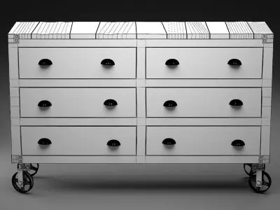 Manufacture Buffet-dresser on Wheels in the Industrial Style 3D model