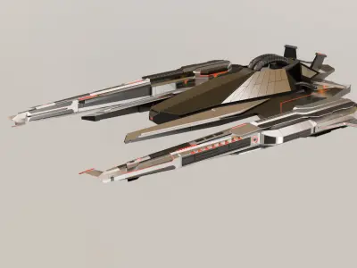 Fighter Spaceship With Controller - UE4-5 Low-poly 3D model