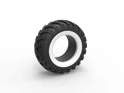 Military KRAZ Whitewall tire VID-201 Scale 1 to 25 3D print model