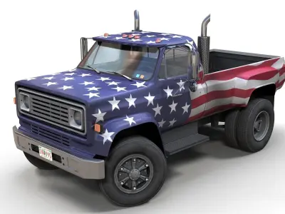 80s custom pickup truck Low-poly 3D model
