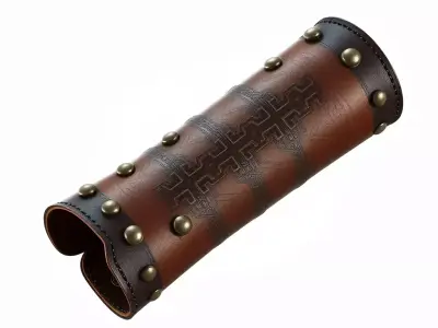 Fantasy Leather Bracer Armguard Low-poly 3D model