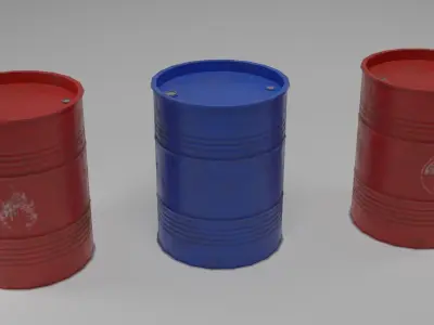 Metallic dirty barrel PBR Low-poly 3D model