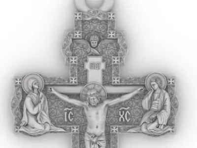 Jesus Christ Cross Engraved Antique Pendant Design  3D print model