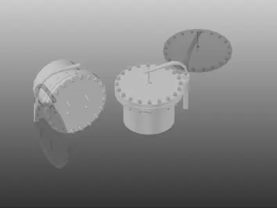 MANHOLE WITH DAVIT 24in - HORZ-VERT - OPEN-CLOSED Free 3D model
