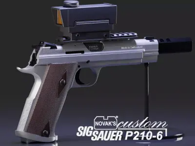 P210-6 NOVAKS Custom Pistol Low-poly 3D model