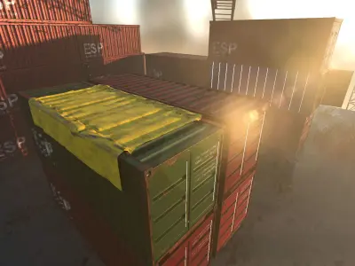 Ship container  yard  Low-poly 3D model