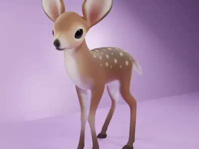 Cute Baby Deer Rigged Low-poly 3D model