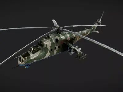 HIND Mil MI-24 Low-poly 3D model