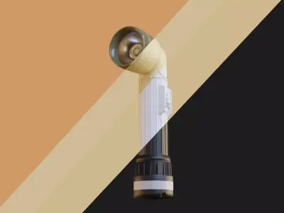 L shaped military flashlight Low-poly 3D model
