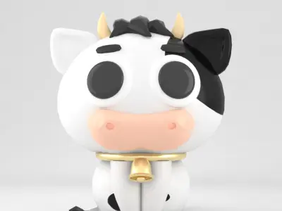cow 3d cartoon Low-poly 3D model