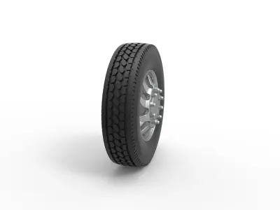 Front custom wheel of semi truck Version 17 Scale 1 to 25 3D print model