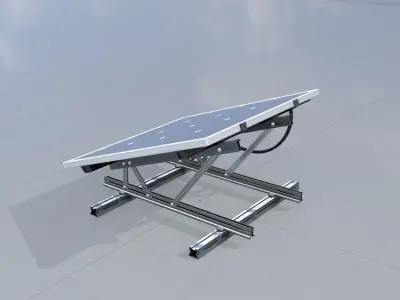Solar module version 3 2x2m tilt angle 20 degrees with stand Low-poly 3D model