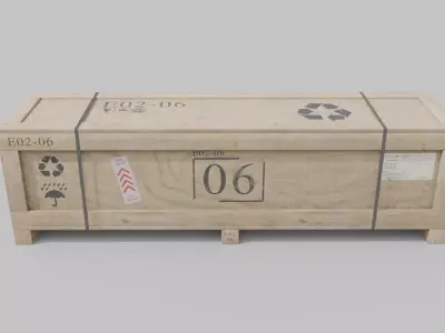 Extra Wide Narrow Wooden Crate - Customizable Shipping Box Low-poly 3D model