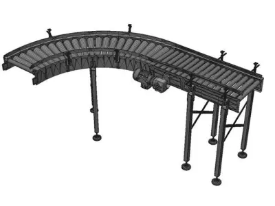 Conveyor 3D model belt with boxes 3D model