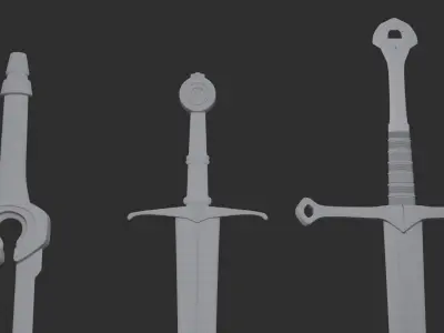 Medieval Sword Pack Vol 1 Classic and Rusted and Magic Blade Low-poly 3D model