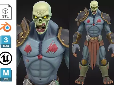 Stylized Undead Warrior Zombie Low-poly 3D model