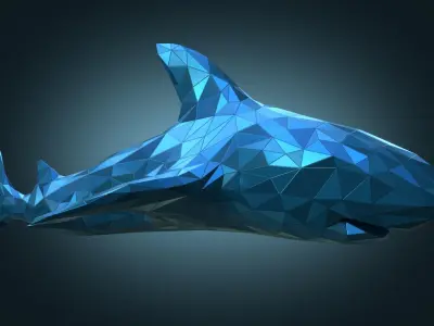 Stylized Shark Figure Low-poly 3D model
