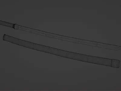 Katana Low-poly 3D model 7