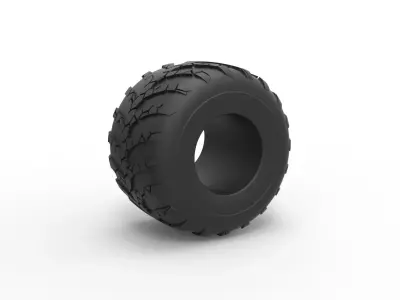 Monster Jam tire 34 Scale 1 to 25 3D print model
