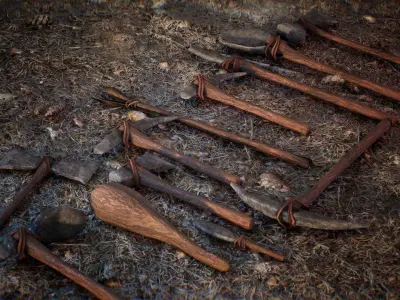 Stone Survival Tools  10 Assets Low-poly 3D model