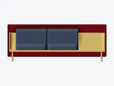Sofa - Contemporary - Flame - Medium - Corner Shelf - Right Low-poly 3D model