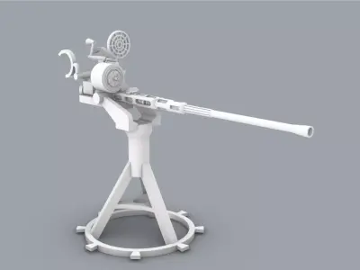 Oerlikon 20mm Low-poly 3D model